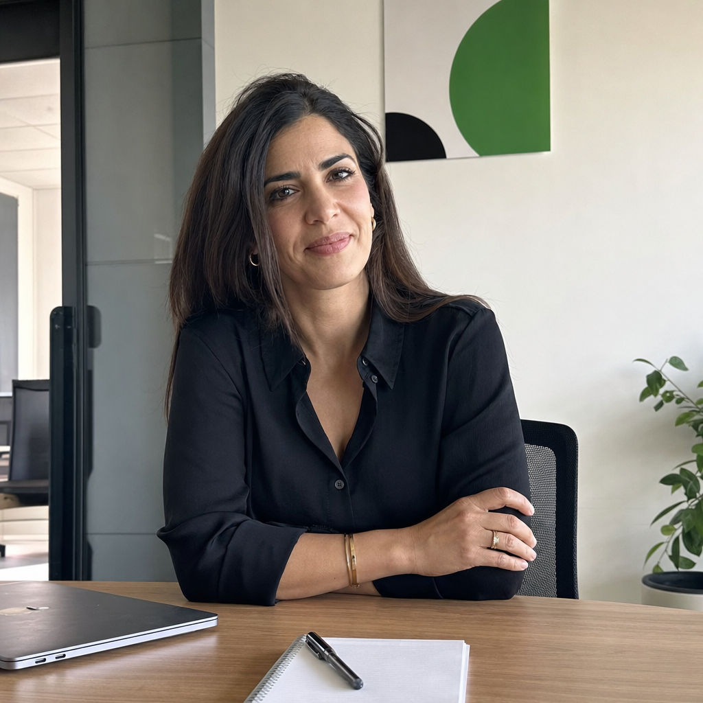 A confident female entrepreneur representing a high-quality B2B sales lead.